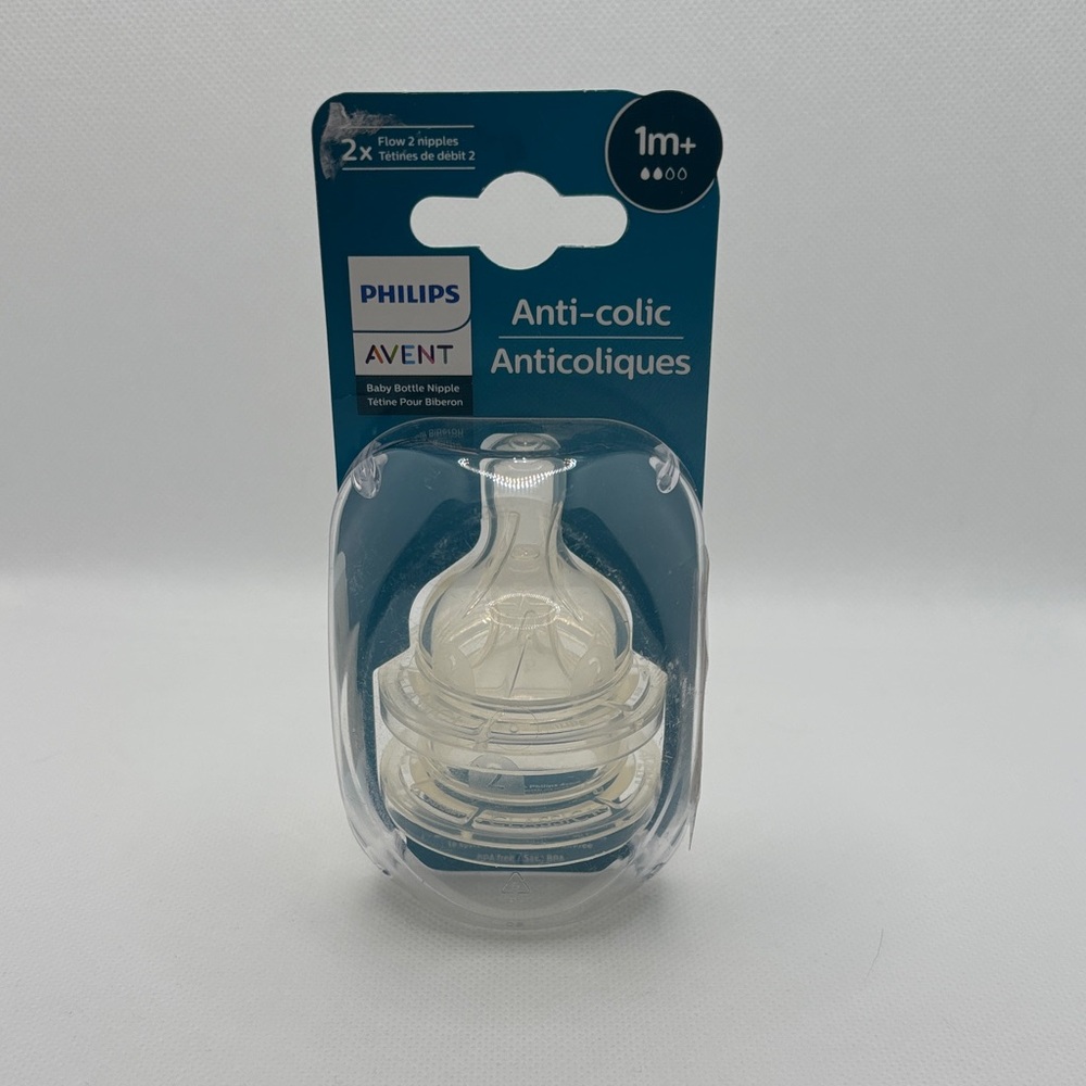 Philips Avent Anti-Colic Baby Bottle Nipples (1m+), Clear, Set of Two, Flow 2